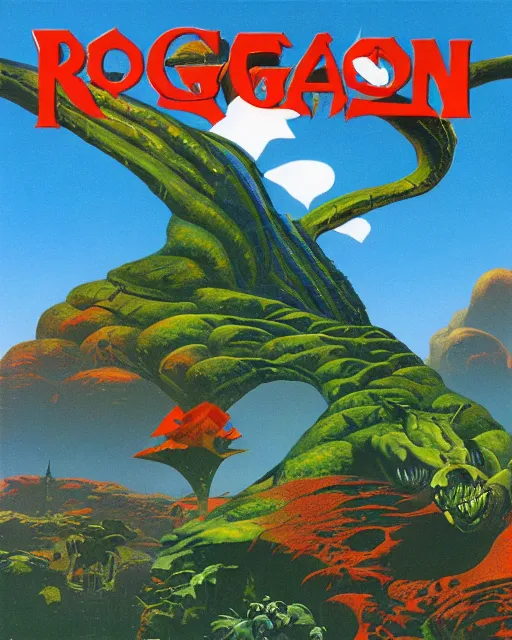 Image similar to videogame cover art by roger dean