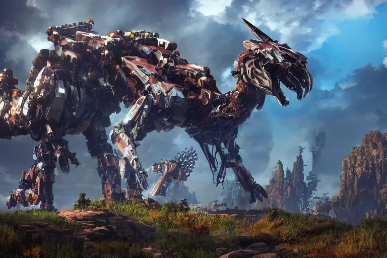 Prompt: glinthawk machine mecha animal beast robot of horizon forbidden west horizon zero dawn bioluminiscence global illumination ray tracing hdr fanart arstation by sung choi and eric pfeiffer and gabriel garza and casper konefal