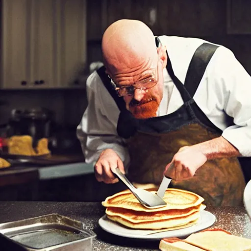 Image similar to walter white cooking pancakes