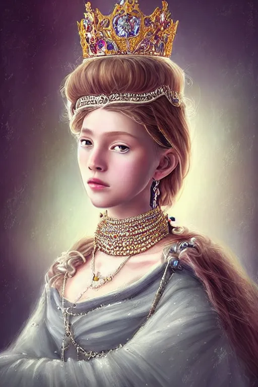 Prompt: beautiful very detailed portrait of a young princess with lots of jewelry in the face, full body, in the background there is a minimalistic palace, digital art , dramatic cinematic lighting rendered by octane, 8k, detailed, intricate, clean and textures, trending on artstation, treanding on deviantart, trending on cgsociety, pinterest, by Lauren Brevner