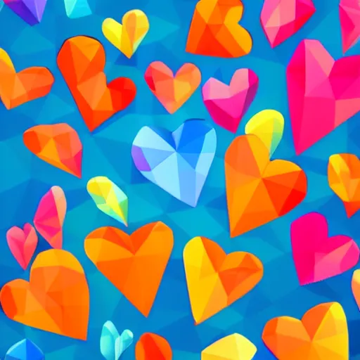 Image similar to ! dream very colorful low poly hearts, background photo,