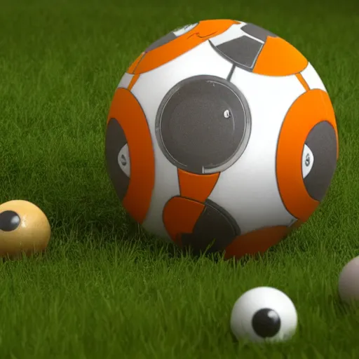 Image similar to bb 8 bocce balls, octane render, unreal engine, 8 k, hyperrealistic, photorealism