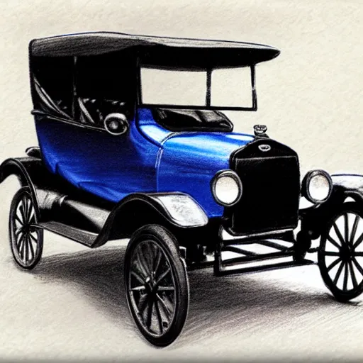 Image similar to a wax crayon sketch of a ford model t