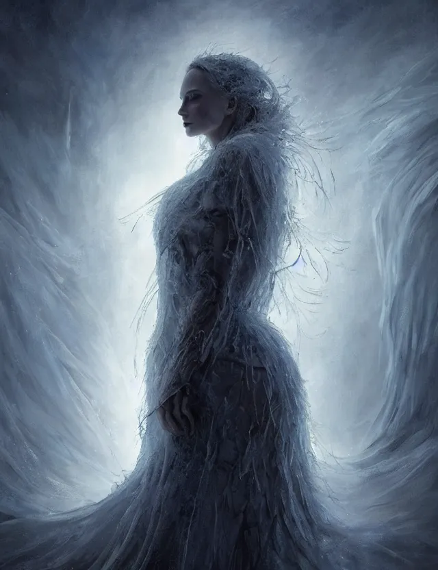 Prompt: epic professional digital art of the ice queen, atmospheric lighting, painted, complex, detailed, sinister background, leesha hannigan, wayne haag, reina rocin, ignacio fernandez rios, mark ryden, iris van herpen, epic, stunning, magnificent, very wow, cinematic, masterpiece, complex, with a clear focus, on trend on artstation