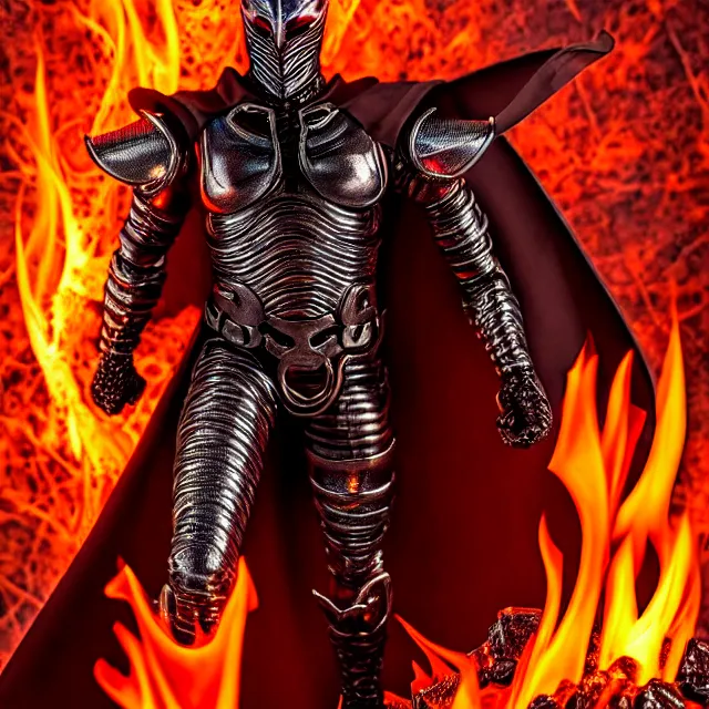 Image similar to hell knight with fire powers, highly detailed, 4 k, hdr, smooth, sharp focus, high resolution, award - winning photo, clayton crain, photorealistic