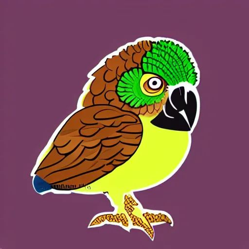 Prompt: greek cheek conure made out of tree illustration screen tone