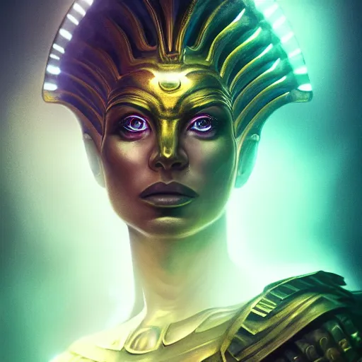 Prompt: riveting charismatic a beautiful female hybrid atlantean anubis alien warrior portrait, atmospheric lighting, painted, intricate, fog, cold, volumetric lighting, beautiful, golden hour, golden ratio, sharp focus, deep colours, ultra detailed, by leesha hannigan, ross tran, thierry doizon, kai carpenter, ignacio fernandez rios