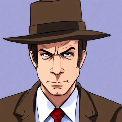 Prompt: Saul Goodman as an ace attorney character, 4K, deviantart, fanart, HD