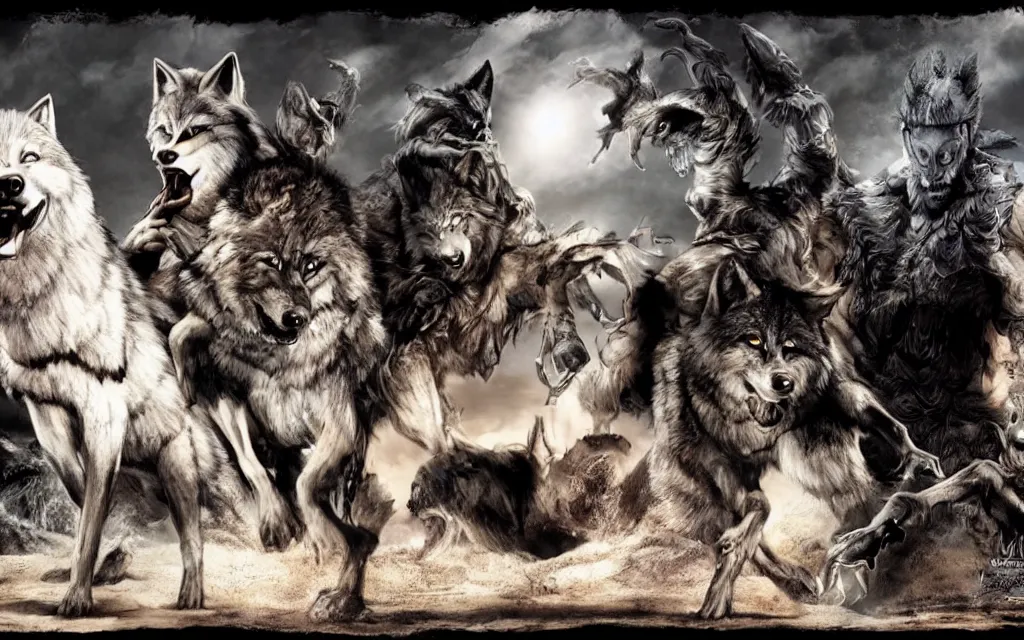 Image similar to wolfs and van darkholme playing in the sandbox photo screen form tim burton film