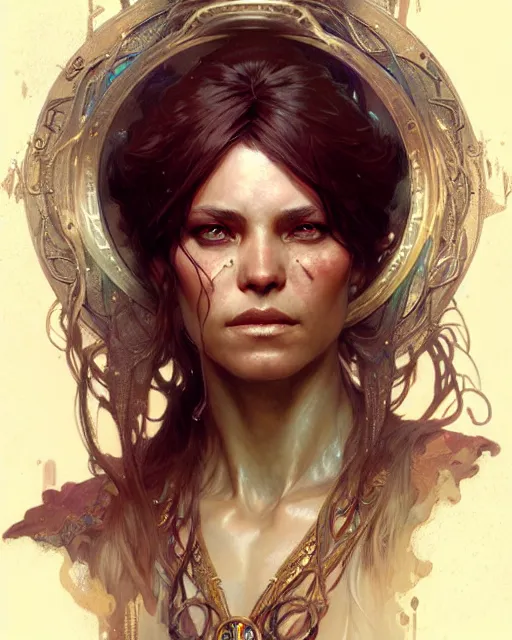 Prompt: woman wizard, fantasy character portrait, ultra realistic, concept art, intricate details, highly detailed by greg rutkowski, gaston bussiere, craig mullins, simon bisley, alphonso mucha