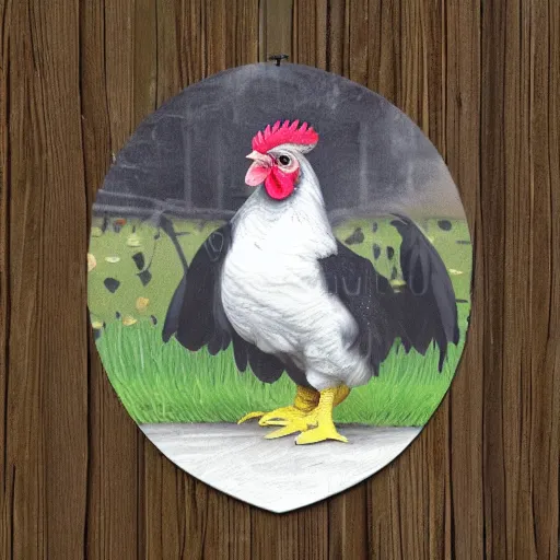 Image similar to barred Plymouth Rock chicken, studio!! lighting, dotted with white hearts!!