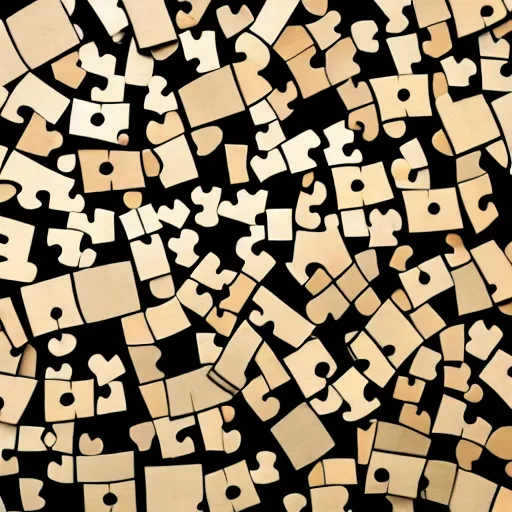 Prompt: pile of puzzle pieces arrange in a question mark, overhead shot, Sony a79, stock photo, desktop background, minimalist,