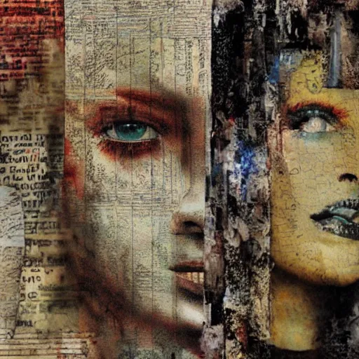 Prompt: detailed and highly reliefed analogue mixed media collage textures photorealistic, expressionism,, spectacular quality