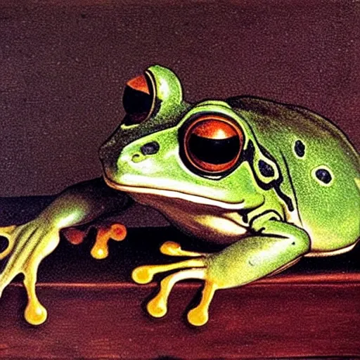 Prompt: The best painting of a frog of all time, by Caravaggio