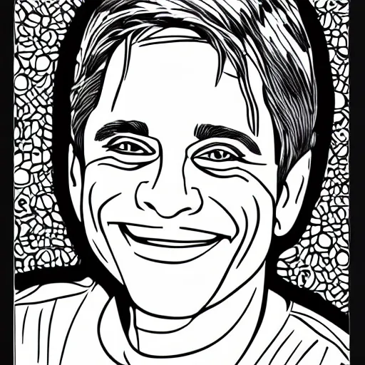 Image similar to Tony Danza coloring book page, line art, black and white