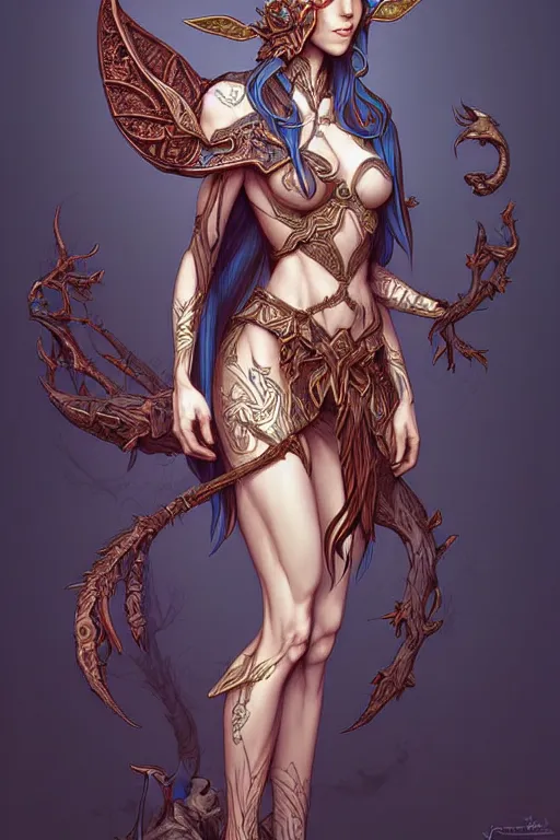 Image similar to digital art, centered full body elven with fox headdress ,intricate, veins, by James Jean and by artgerm , by ross tran, ultradetailed, charachter design, concept art, trending on artstation,