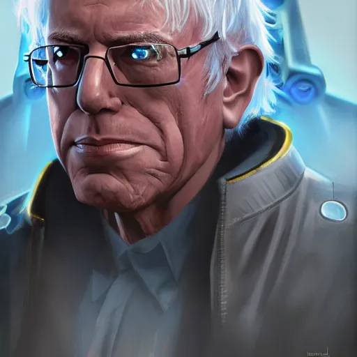 Prompt: Cyborg bernie sanders, illustration, sci-fi, high detail, beautiful lighting, trending on artstation