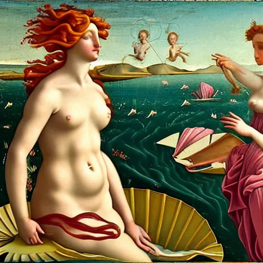 Prompt: the birth of Venus, highly detailed, smooth, ultrawide shot