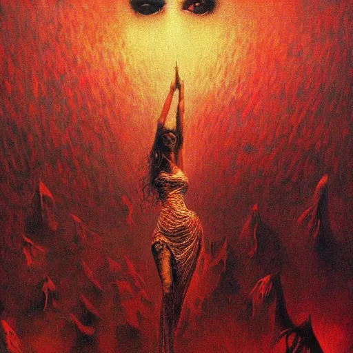 Prompt: Carmen sings beautifully, mesmerizing a crowd and shattering worlds- contest-winning artwork by Salvador Dali, Beksinski and Monet. Stunning lighting