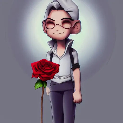 Prompt: digital painting, accurate details, james of team rocket holding a rose, elegant, cool, trending on artstation, fanart