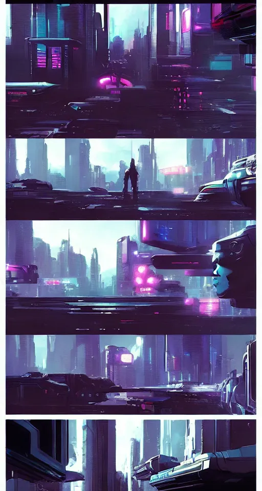 Image similar to Sci-Fi cyberpunk Comic page made up of art by the best artists Trending on Artstation. Paneling style by Bill Sienkiewicz. Octane render, Raytracing, 3d masterpiece, fantastic lighting by James Gurney.. Slice-of-life mundane genre.