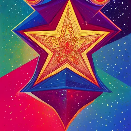 Prompt: star abstract designs by casey weldon and martine johana, rich colors, intricate, elegant, highly detailed, centered, digital painting, artstation, concept art, smooth, sharp focus, illustration