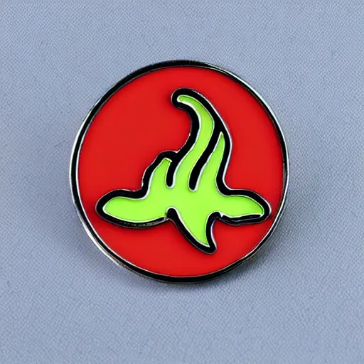 Image similar to simple yet detailed, fire jalapeno flame enamel pin retro design