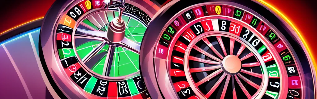 Image similar to web illustration of a casino wheel seen from top in a neon style