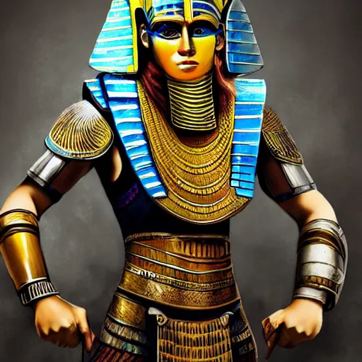 Prompt: photography egyptian cyberpunk armor painting