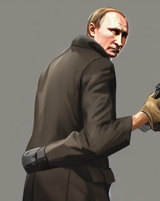 Prompt: a full body shot of vladimir putin in gta 4, gta 4 loading screen artwork, highly detailed, trending on artstationhq