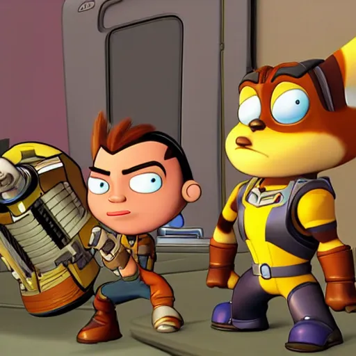 Image similar to Ratchet and clank in the family guy universe