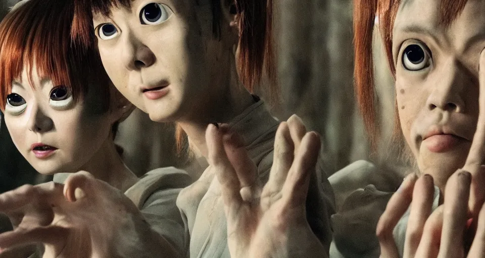 Prompt: film still of a live action movie based on Junji Ito's Uzumaki