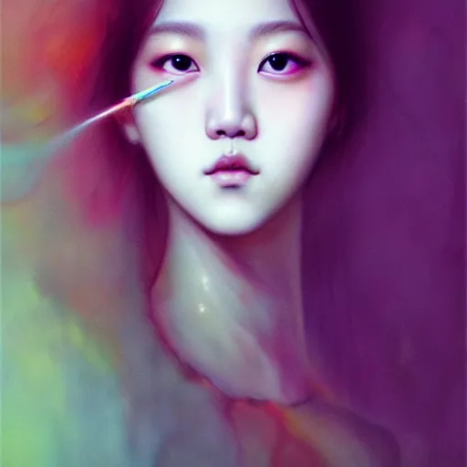 Prompt: jisoo of blackpink, hyper realistic portrait, fractals, by karol bak and agnes cecile, fantasy art, photo realistic, dynamic lighting, artstation, poster, volumetric lighting, very detailed face, 8 k, award winning