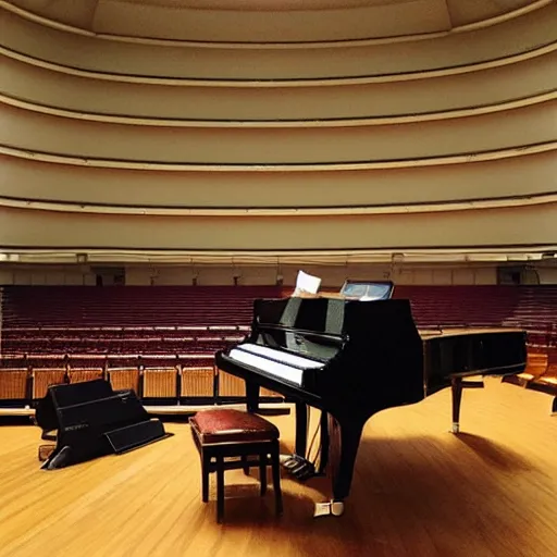 Image similar to “ cat sitting on grand piano concert hall, professional photography ”