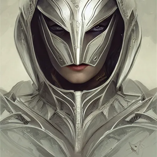 Image similar to knight with a Platinum Armor, Wings on the head，portrait, intricate, elegant, highly detailed, digital painting, artstation, concept art, smooth, sharp focus, illustration, art by artgerm and greg rutkowski and alphonse mucha