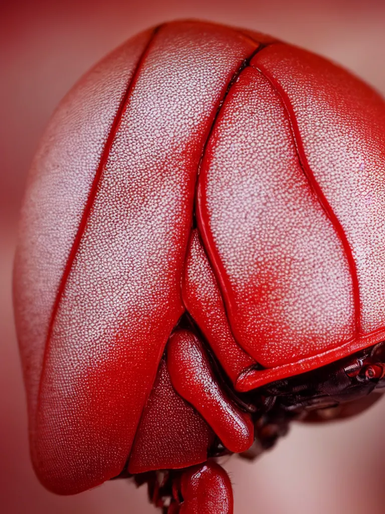 Prompt: complementary color scheme. close - up shot of a beautiful white beetle. insect eyes. by kechun zhang. studio photography high quality highly detailed award winning photograph by national geographic. soft volumetric light, smooth gradient. red and yellow accents.