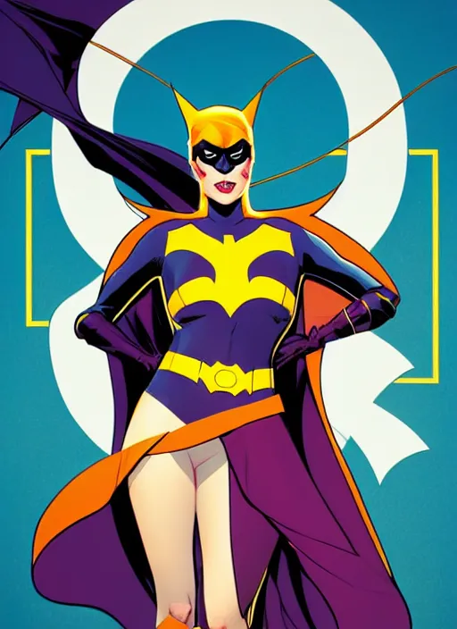 Prompt: in the style of Joshua Middleton comicbook cover art, Batgirl, fun pose Symmetrical body, smile
