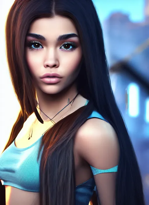 Image similar to Madison Beer as a video game character, digital art, unreal engine, unreal engine render, blender render, render, 4k, coherent