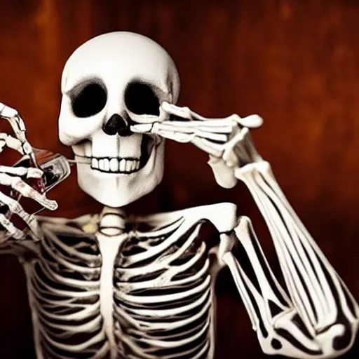 Image similar to skeleton drinking whiskey