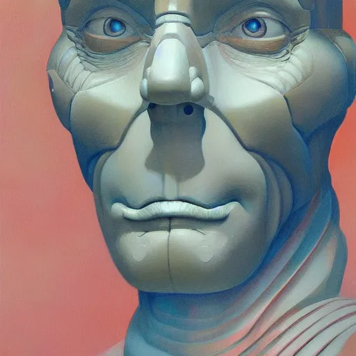 Image similar to Fractal portrait of an artificial intelligence humanoid, very coherent, painted by Edward Hopper, Wayne Barlowe, painted by James Gilleard, airbrush, art by JamesJean