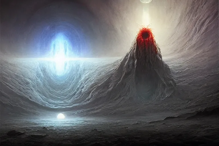 Prompt: maelstrom, gehenna, chaos, vortex of the abyss, the world without form and void, amazing concept painting by Jessica Rossier and HR giger and Beksinski