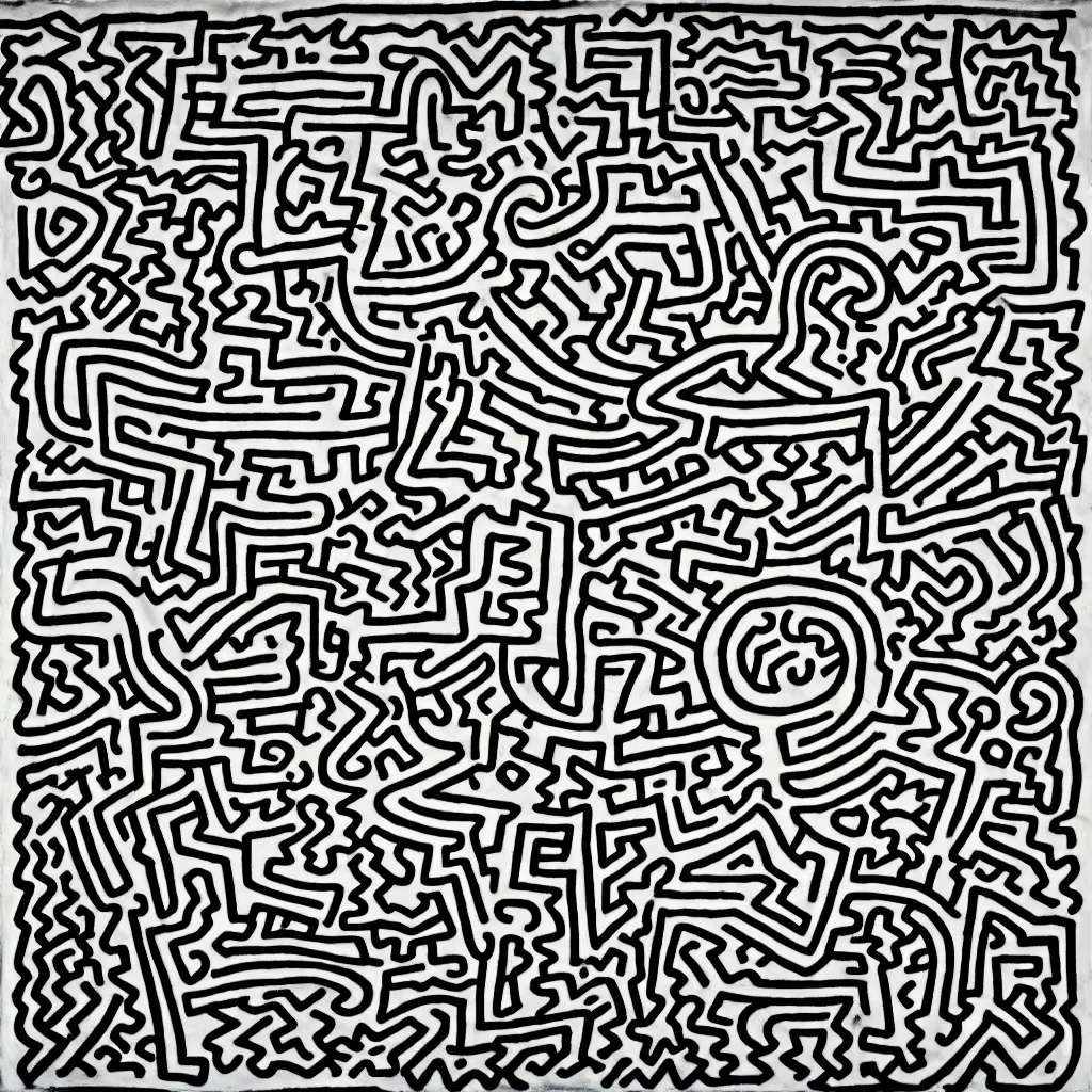 Prompt: the keith haring drawing of a janus face, 4 k