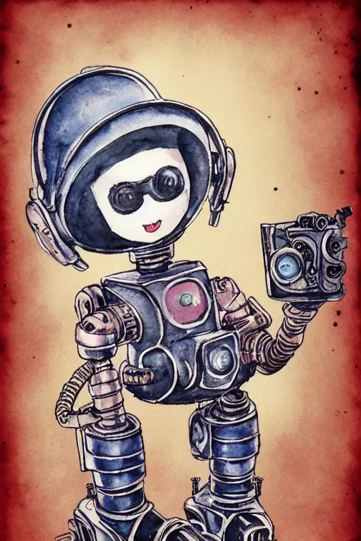 Image similar to rosie the robot steampunk style watercolor matte