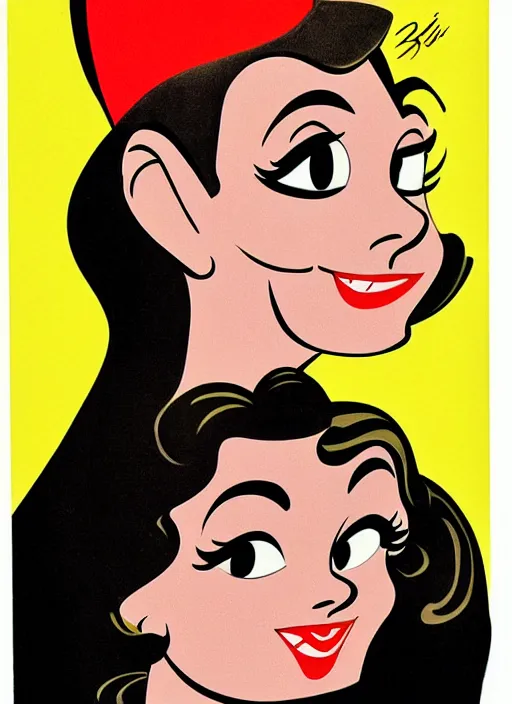 Image similar to closeup profile face portrait of a 1 9 5 0 s girl by dan decarlo, bob clampett, bill ward, max fleischer