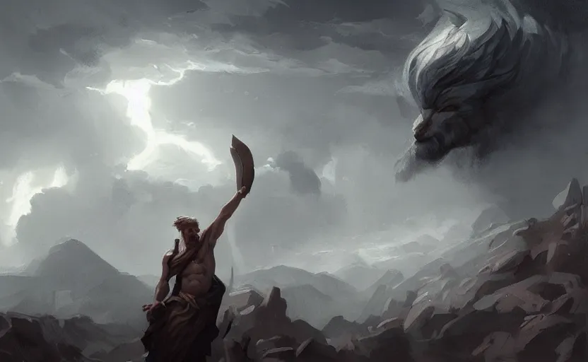 Prompt: A painting of Zeus trending on artstation in the style of Greg Rutkowski