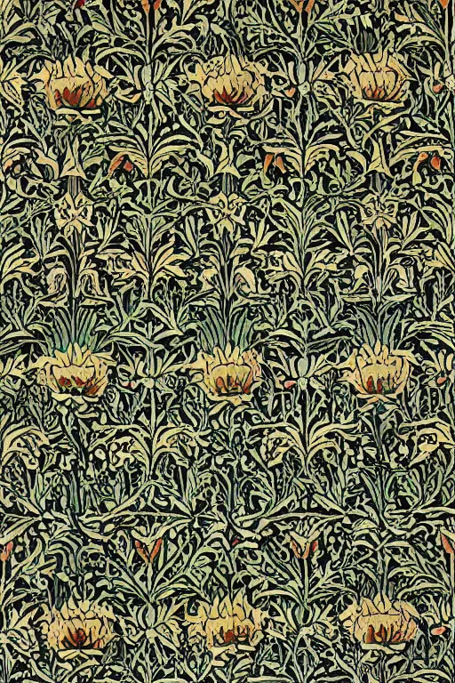 Image similar to pattern by william morris, illustration