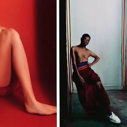 Prompt: realistic! photoshoot for a new balenciaga lookbook, color film photography, portrait of a beautiful woman, photo in style of tyler mitchell, 35mm