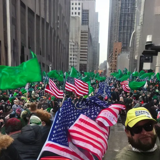 Image similar to emerald city being stormed by trump supporters,