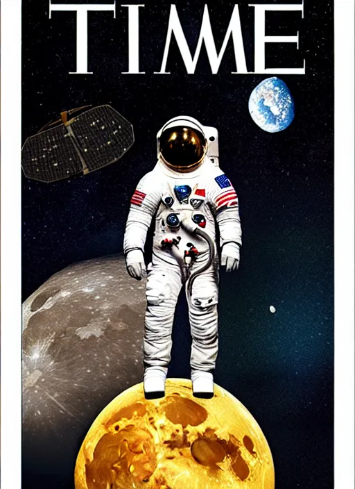 Prompt: time magazine cover with an astronaut growing a tree in the moon 4 k