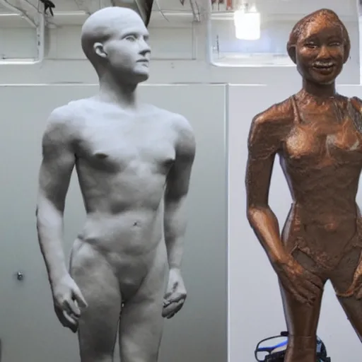 Image similar to a 3 d printer 3 d printing a human statue